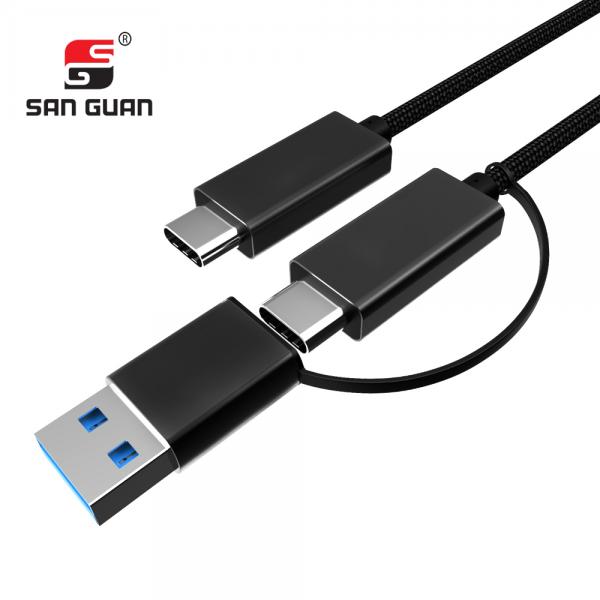 Picture of 2 in 1 Type-C&USB 3.0A TO Type-C Nylon（black）usb cable